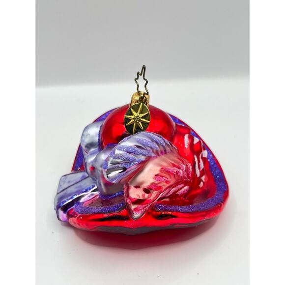 vtg Christopher RADKO Xmas ornament RED HAT HATTER ladies society #1011272 glass - Picture 3 of 8